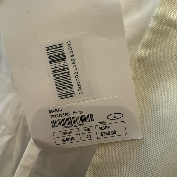 MARNI White Wide Leg Pants with Relaxed Fit and Textured Fabric - Picture 4 of 10